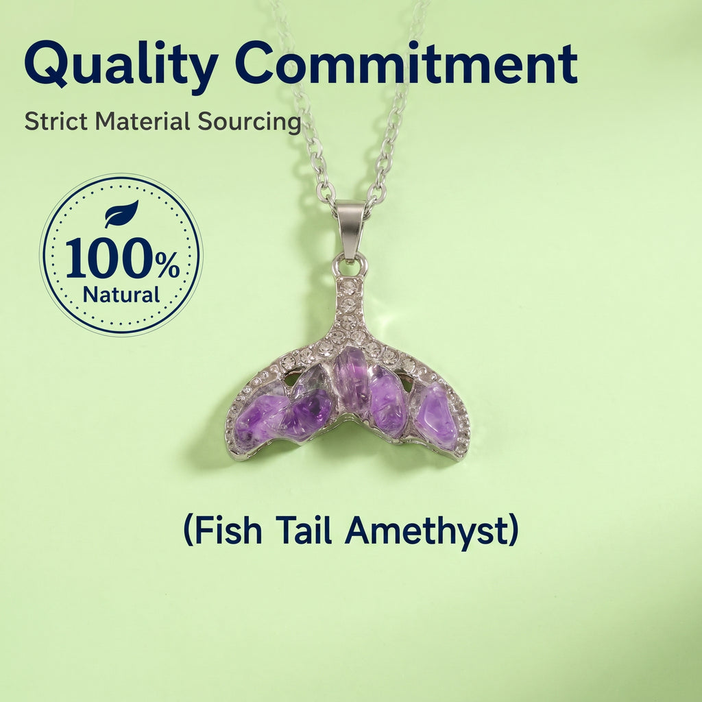 Elegant Mermaid Tail Amethyst Necklace | Luxurious Gemstone Jewelry with Sparkling Diamonds