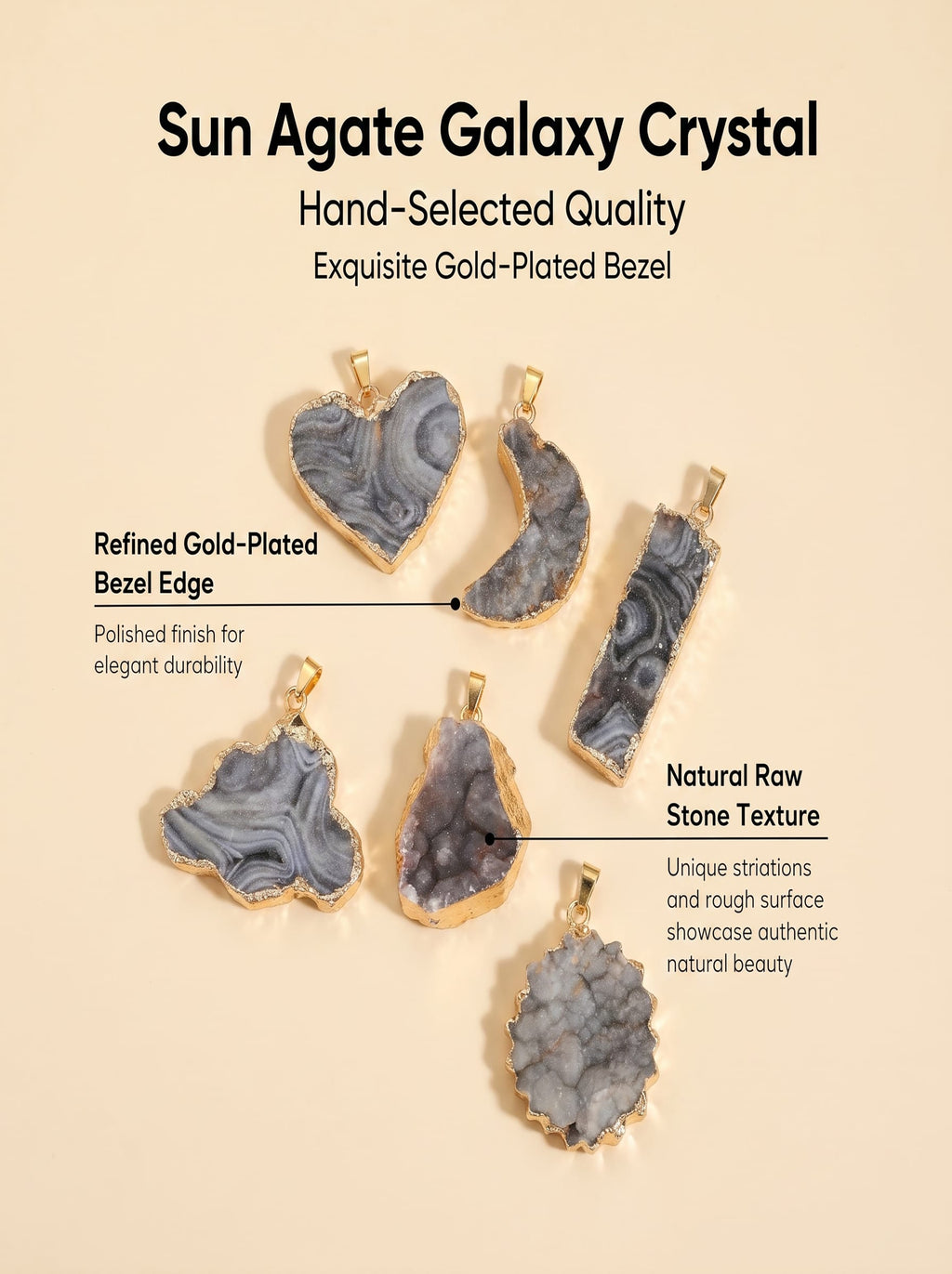 Natural Sun Agate Rectangle Pendant: The Stone of Vitality — Kailash Vein
