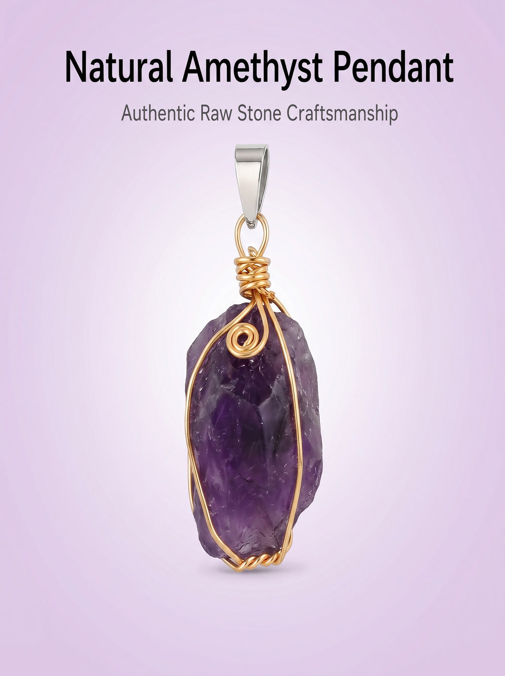Authentic Raw Amethyst Necklace | The "Stone of Tranquility" | Unique Artisan Wire-Wrapped Jewelry