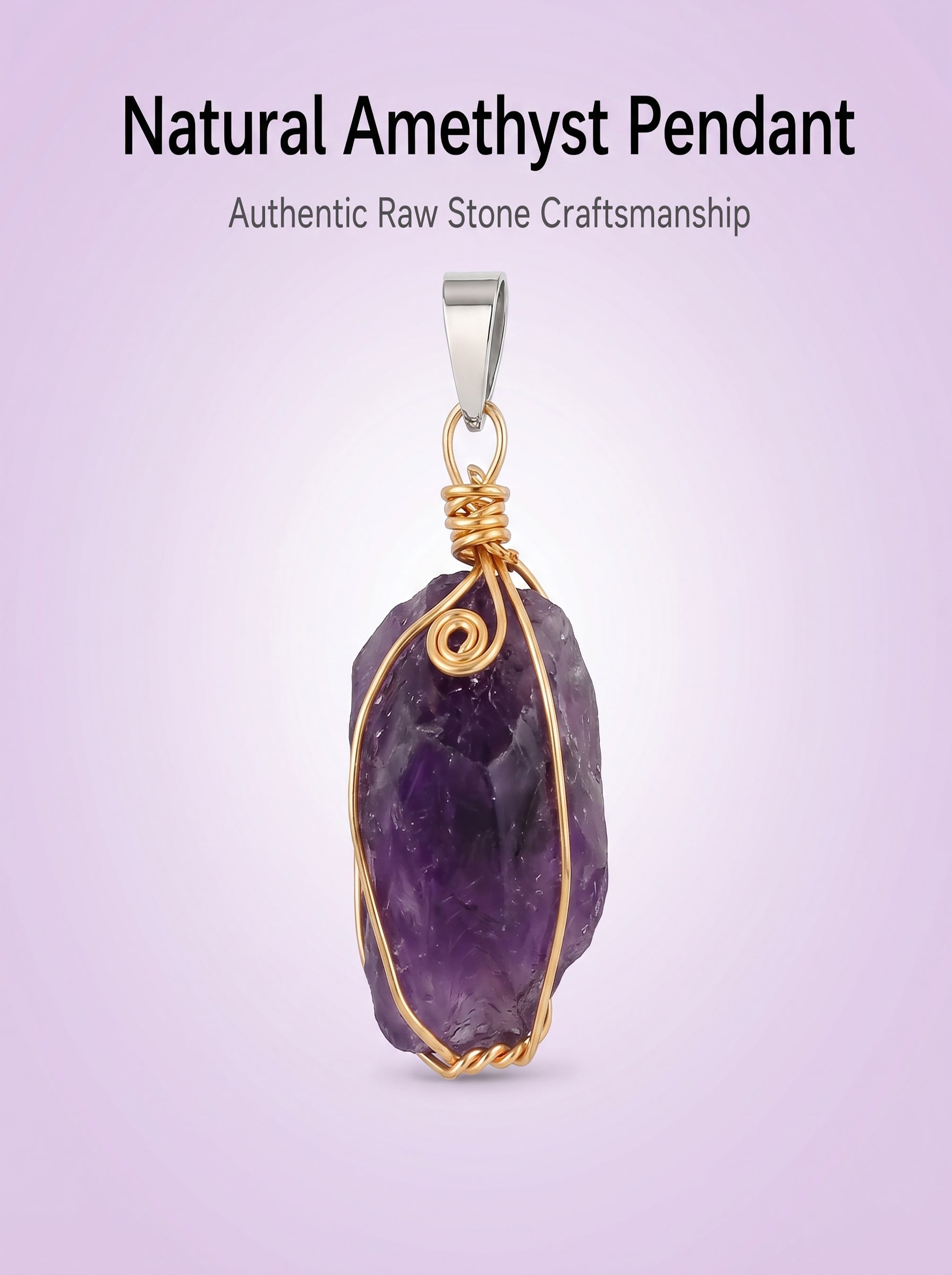 Authentic Raw Amethyst Necklace | The "Stone of Tranquility" | Unique Artisan Wire-Wrapped Jewelry