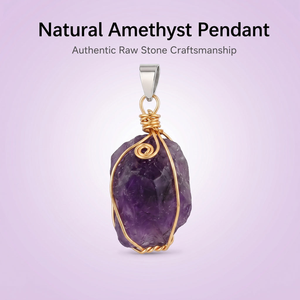 Authentic Raw Amethyst Necklace | The "Stone of Tranquility" | Unique Artisan Wire-Wrapped Jewelry