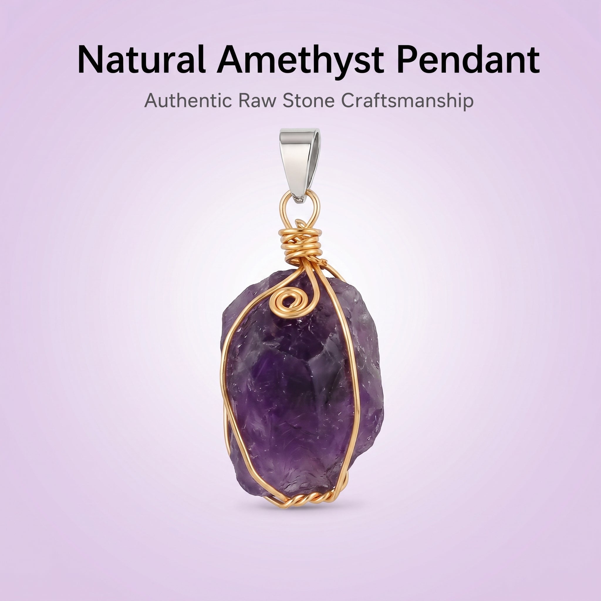 Authentic Raw Amethyst Necklace | The "Stone of Tranquility" | Unique Artisan Wire-Wrapped Jewelry
