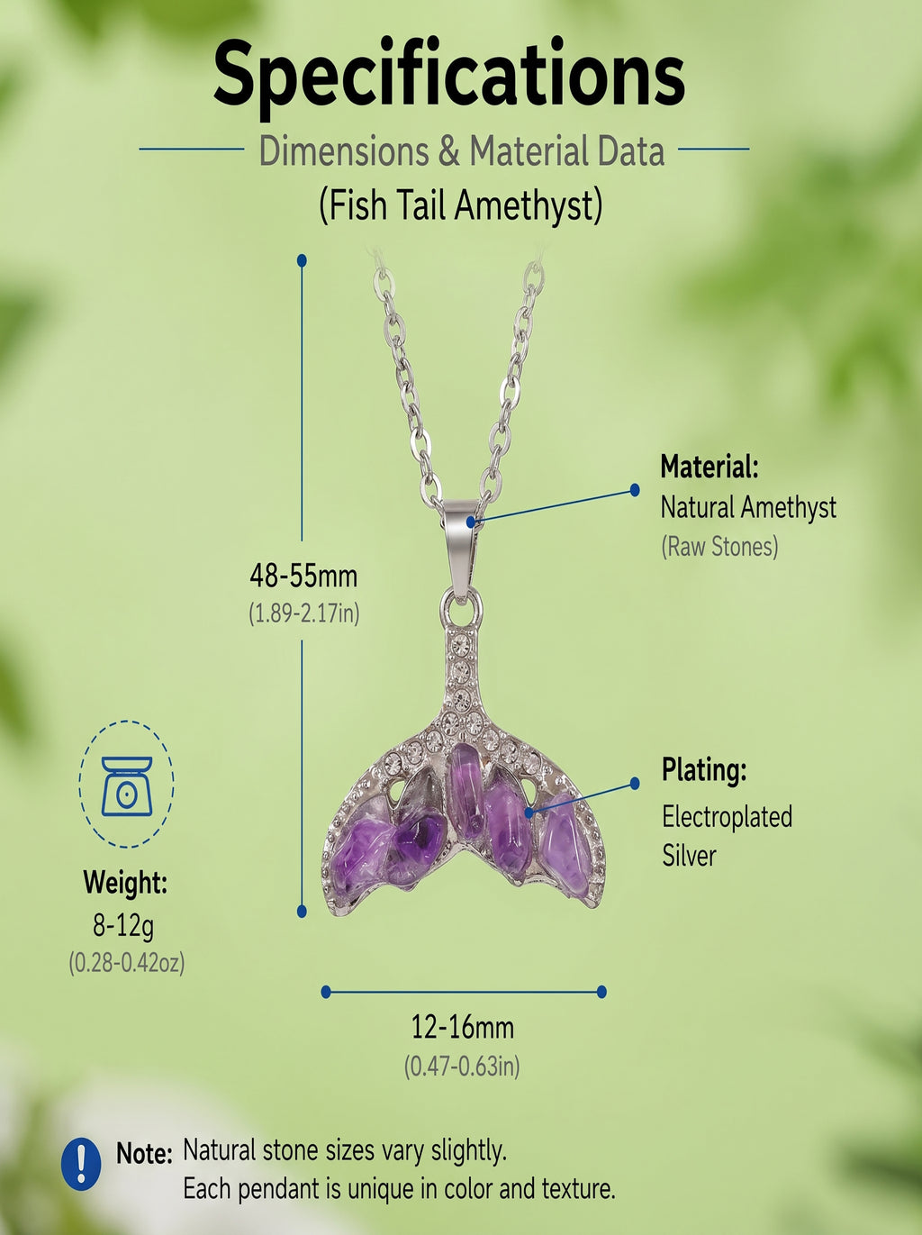 The Abyssal Siren | Luxurious Mermaid Tail Amethyst Necklace