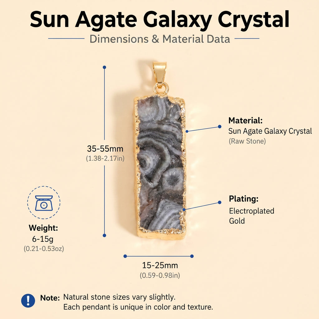 Authentic Sun Agate Rectangle Necklace | The "Stone of Vitality" | Minimalist Gemstone Jewelry