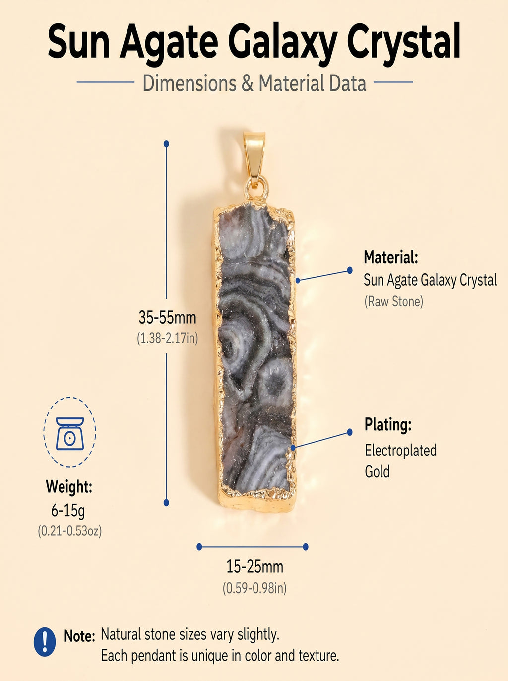 Authentic Sun Agate Rectangle Necklace | The "Stone of Vitality" | Minimalist Gemstone Jewelry