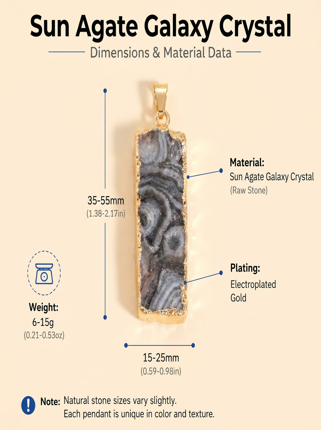 Natural Sun Agate Rectangle Pendant: The Stone of Vitality — Kailash Vein