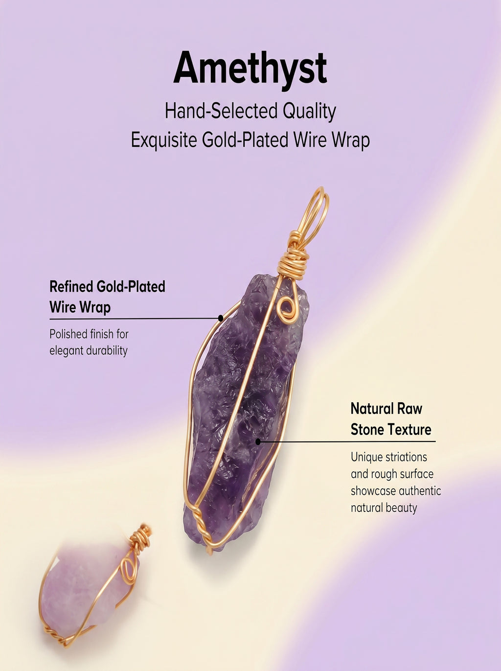 Authentic Raw Amethyst Necklace | The "Stone of Tranquility" | Unique Artisan Wire-Wrapped Jewelry