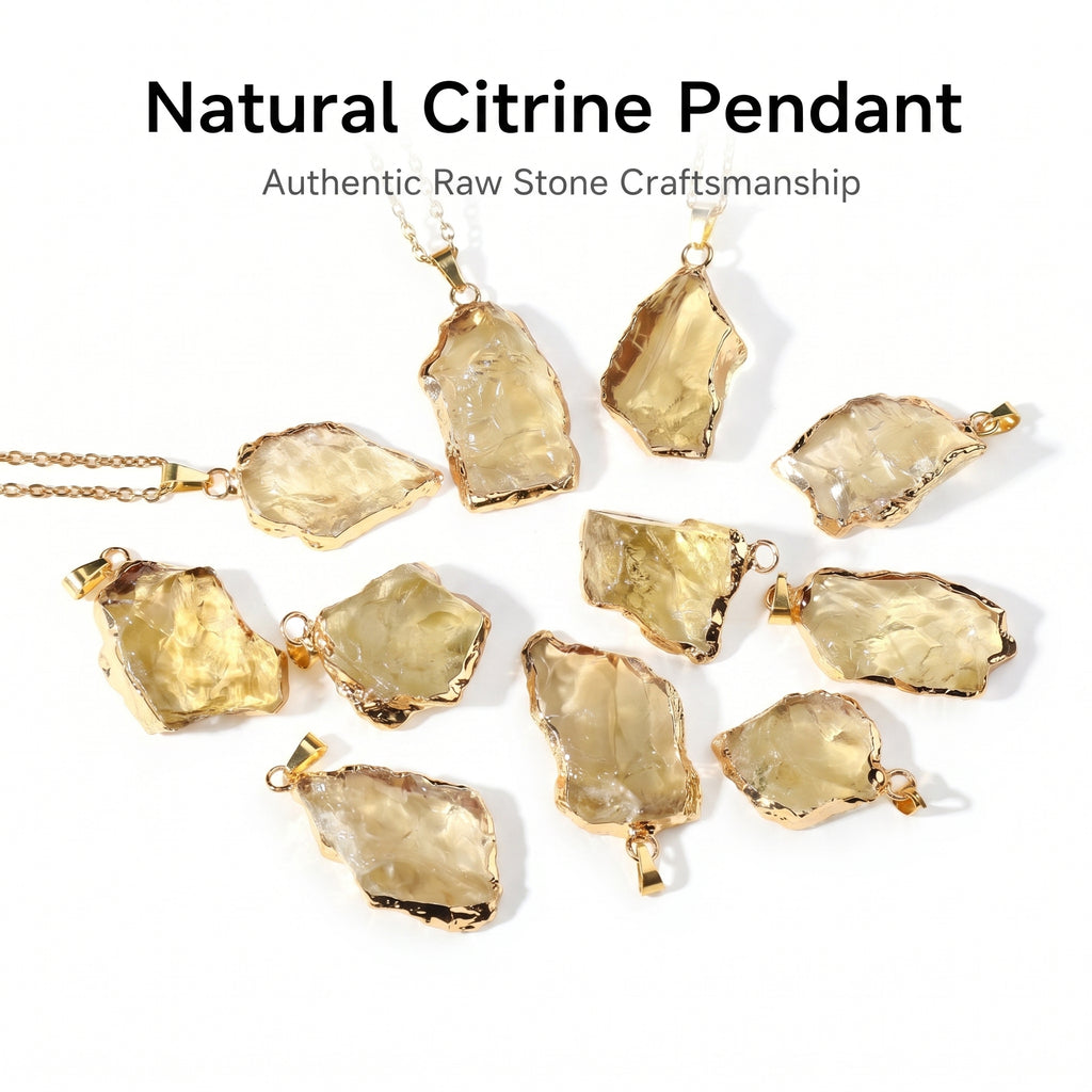 Authentic Citrine Crystal Necklace | The "Merchant's Stone" | Unique Artisan Gold-Dipped Jewelry
