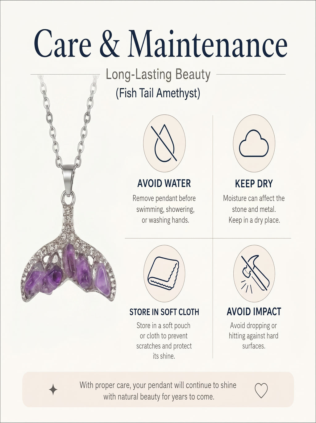 The Abyssal Siren | Luxurious Mermaid Tail Amethyst Necklace