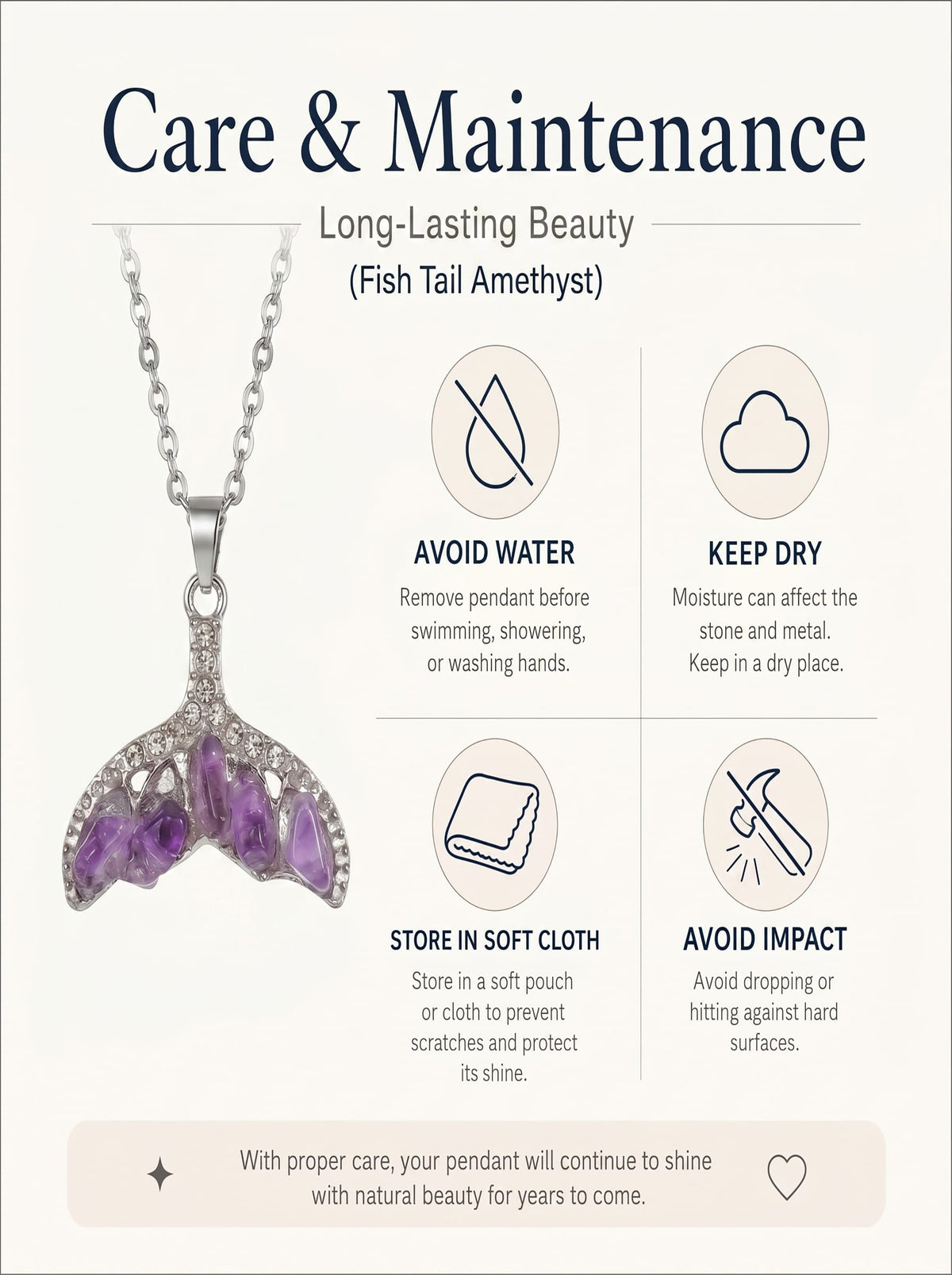 Natural Amethyst Mermaid Tail Diamond Pendant: The Abyssal Siren — Gangdishé Peak