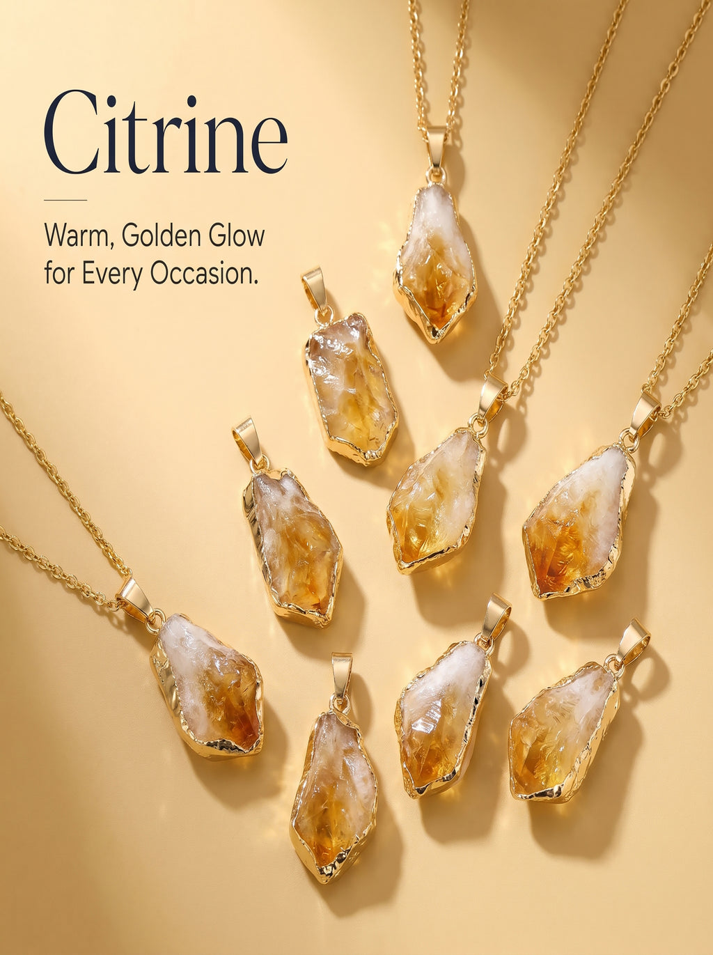 Authentic Citrine Crystal Necklace | The "Merchant's Stone" | Unique Artisan Gold-Dipped Jewelry