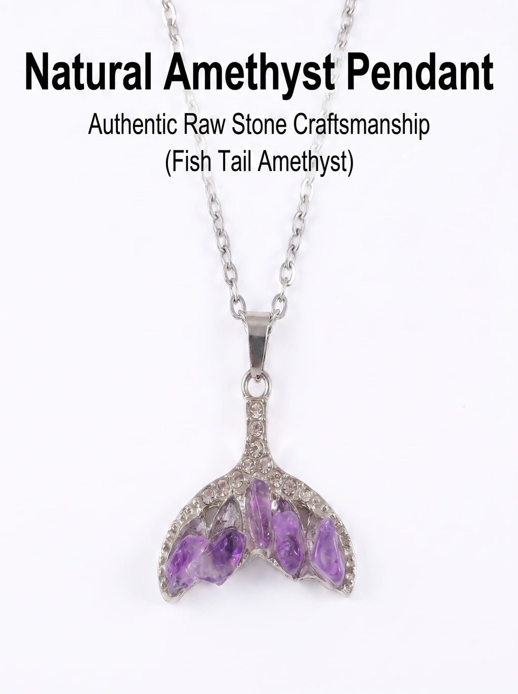 Natural Amethyst Mermaid Tail Diamond Pendant: The Abyssal Siren — Gangdishé Peak