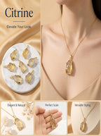 Authentic Citrine Crystal Necklace | The "Merchant's Stone" | Unique Artisan Gold-Dipped Jewelry