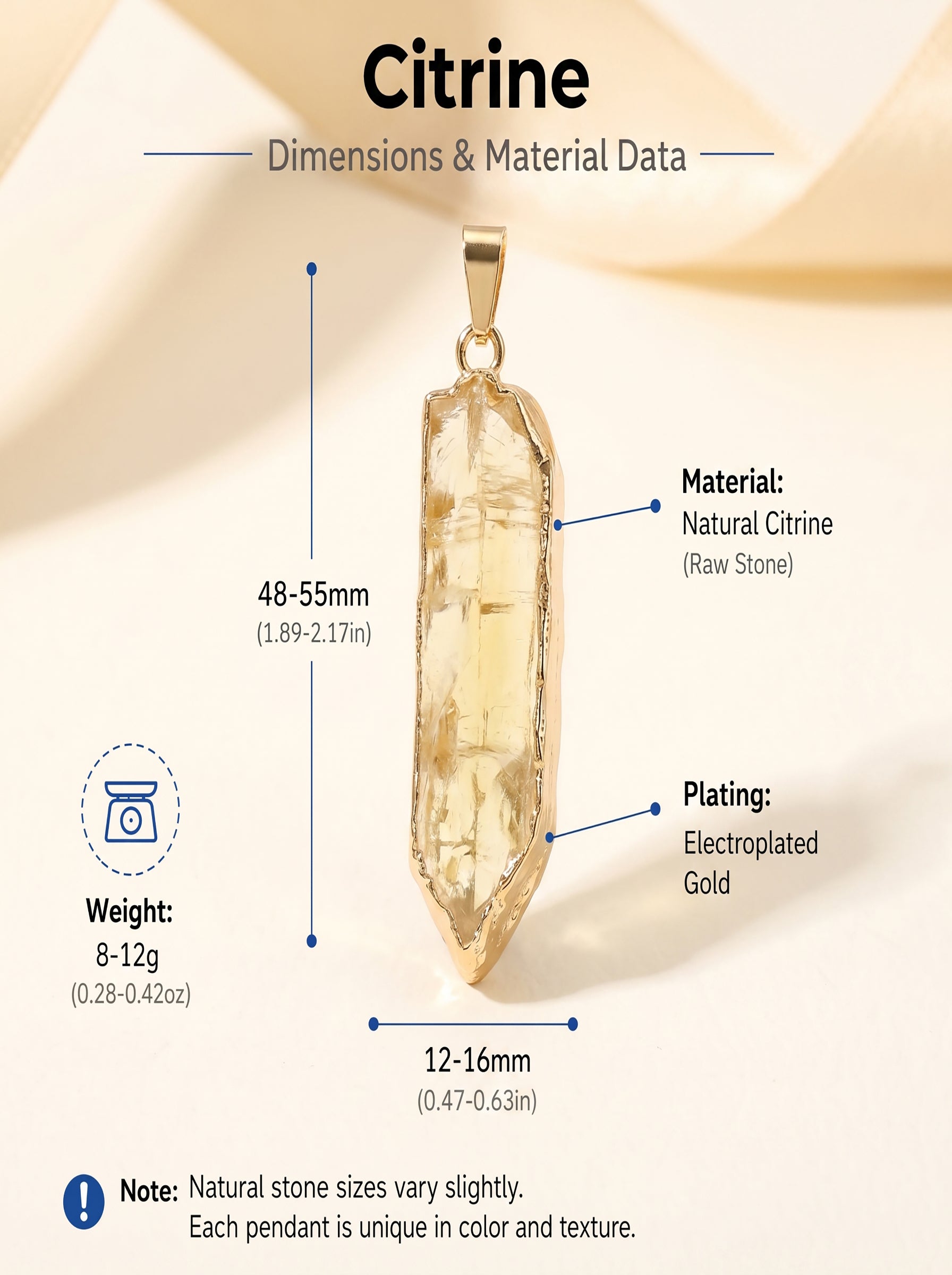 Authentic Citrine Crystal Necklace | The "Merchant's Stone" | Unique Artisan Gold-Dipped Jewelry