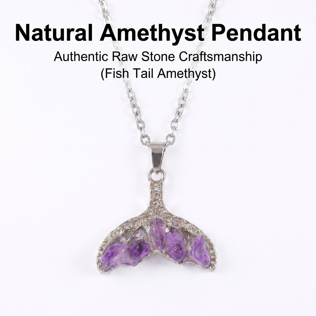 Elegant Mermaid Tail Amethyst Necklace | Luxurious Gemstone Jewelry with Sparkling Diamonds