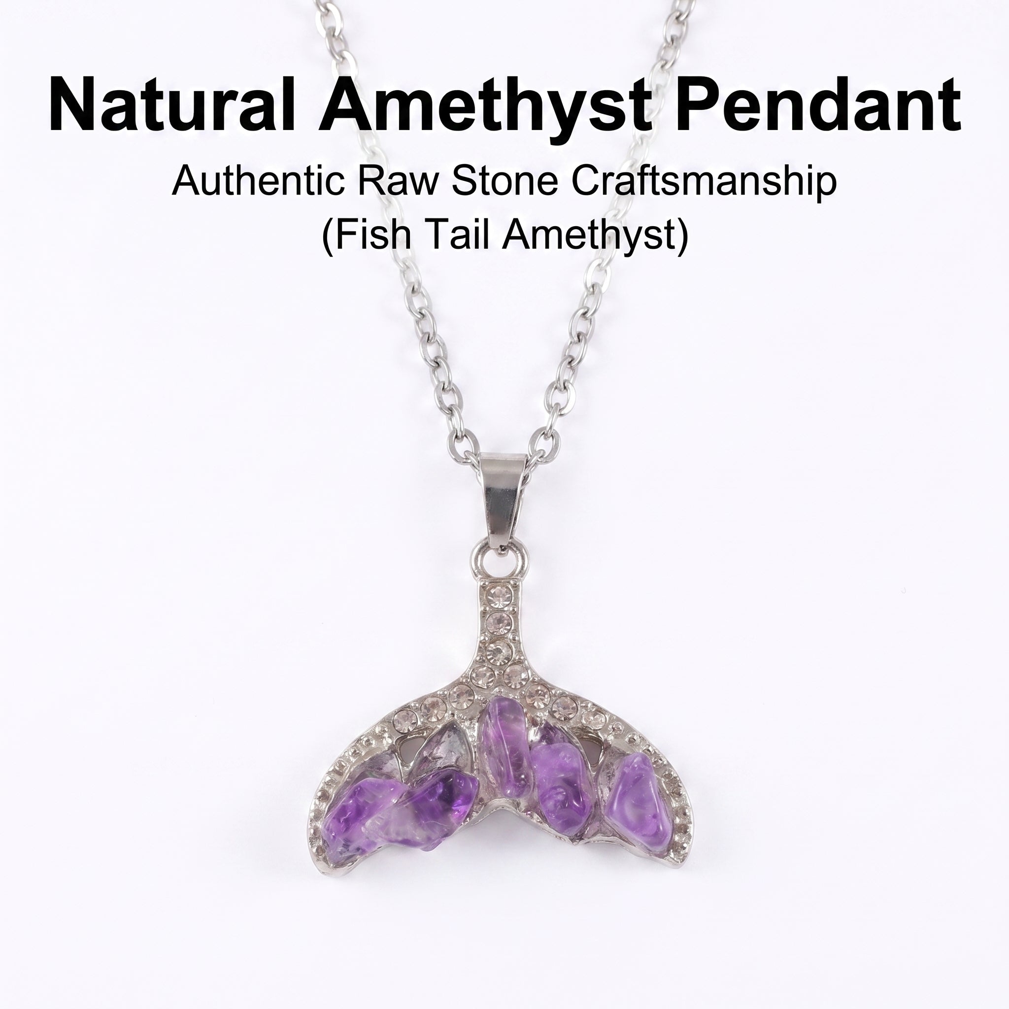 Elegant Mermaid Tail Amethyst Necklace | Luxurious Gemstone Jewelry with Sparkling Diamonds