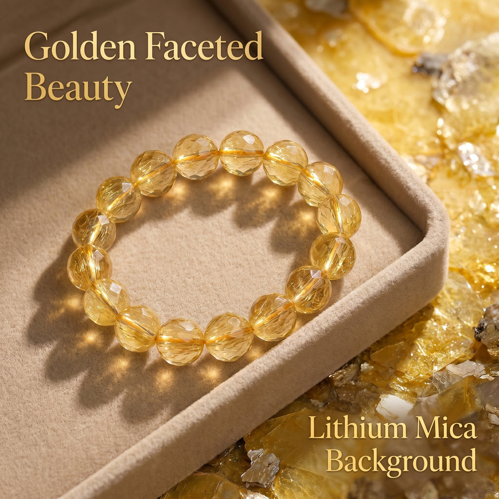 Premium Yellow Lepidolite Beaded Bracelet | Hand-Polished Natural Gemstone Jewelry for Inner Peace