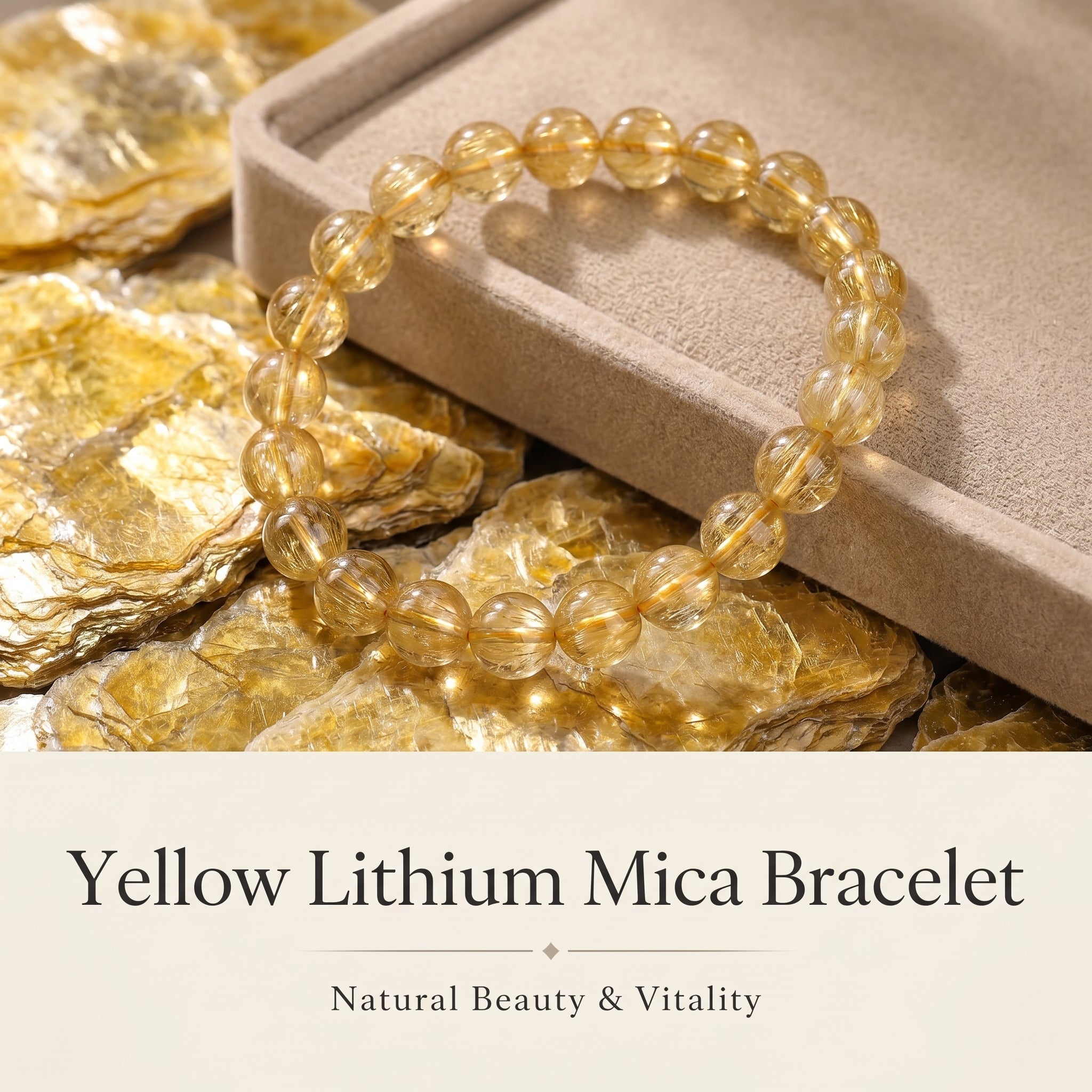 Premium Yellow Lepidolite Beaded Bracelet | Hand-Polished Natural Gemstone Jewelry for Inner Peace