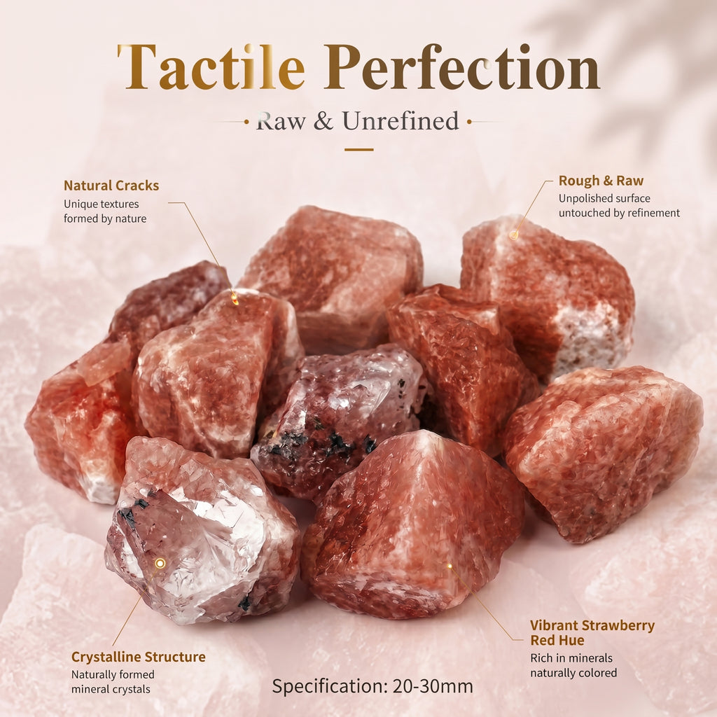 Authentic Strawberry Quartz Raw Stone | The "Stone of Vitality" | Unique Natural Mineral for Home Decor
