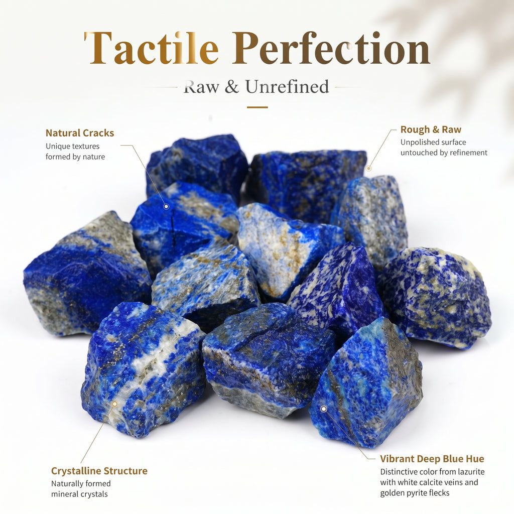 Natural Lapis Lazuli Raw Stone | Untreated Deep Blue Healing Crystal with Pyrite Inclusions