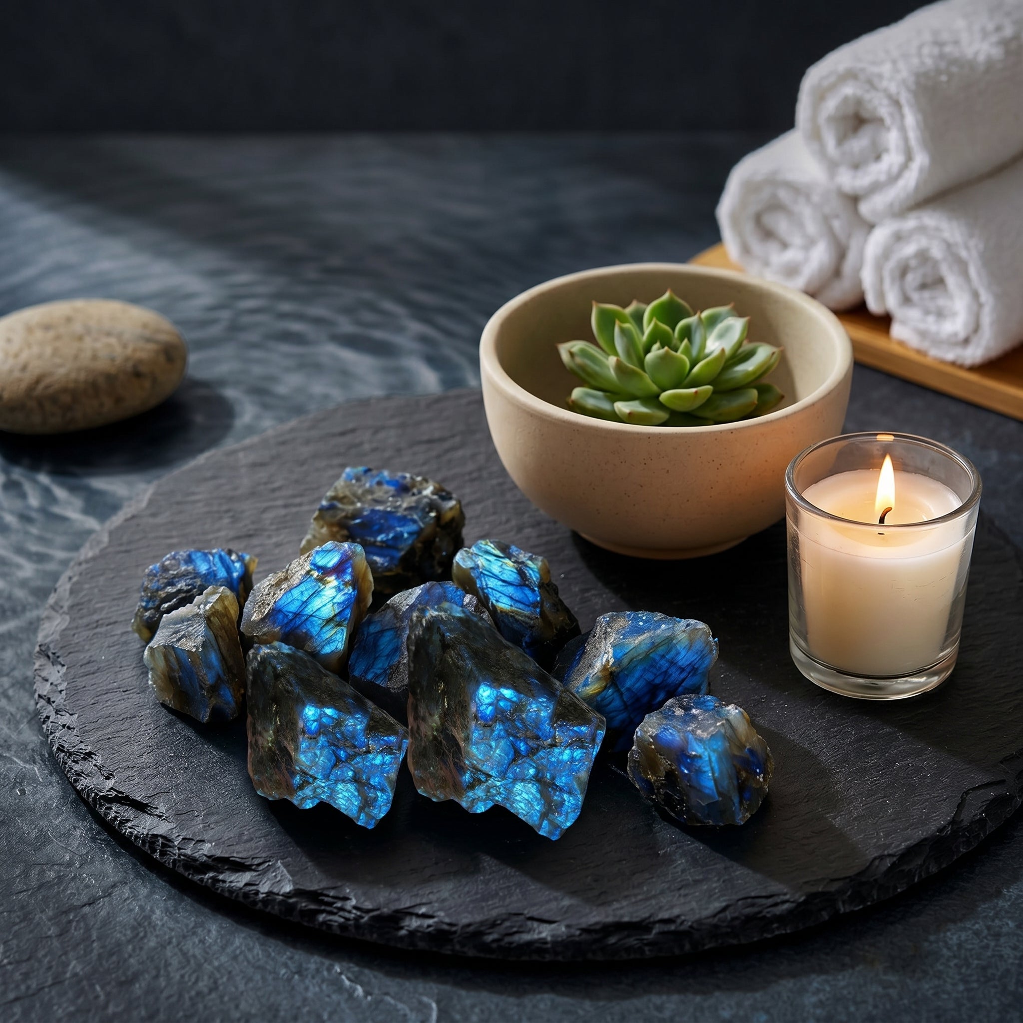 The Cosmic Aura | Flashing Raw Labradorite Magic Stone