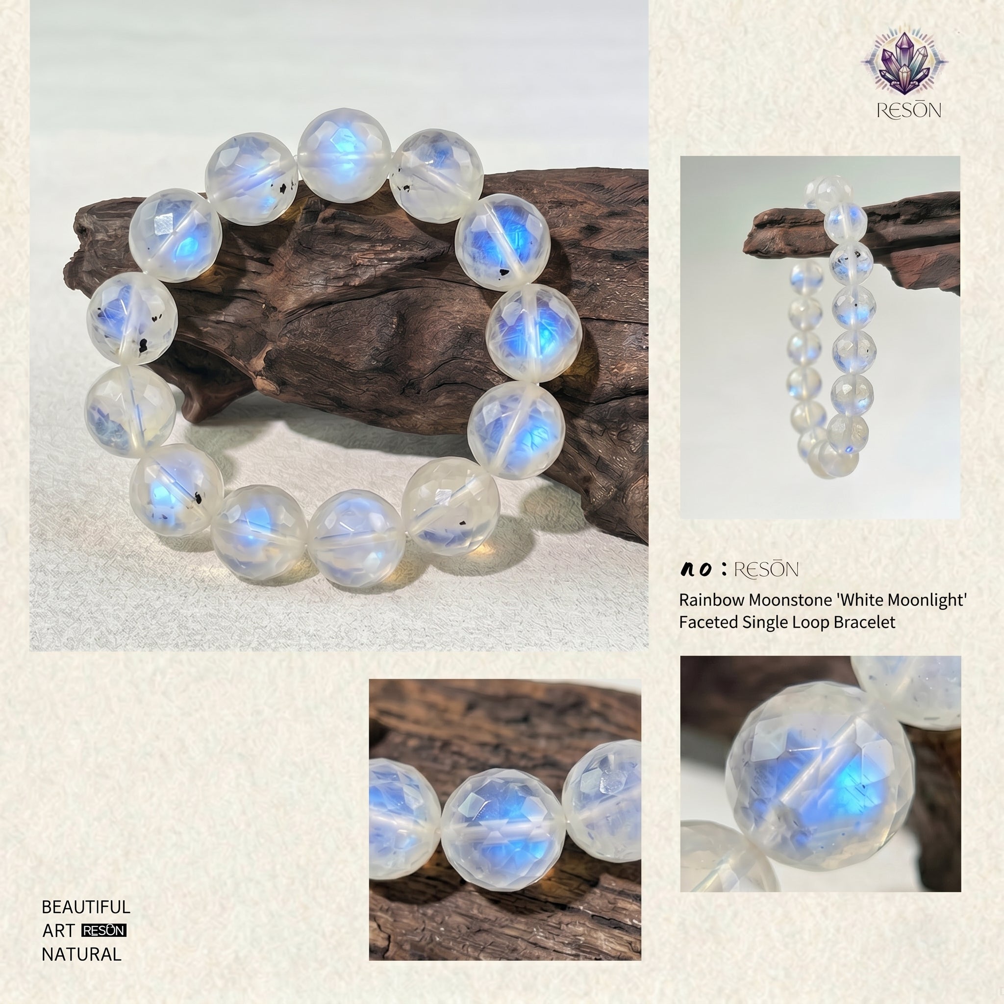 Premium White Moonstone Beaded Bracelet | Hand-Polished Natural Gemstone Jewelry for Clarity & Grace