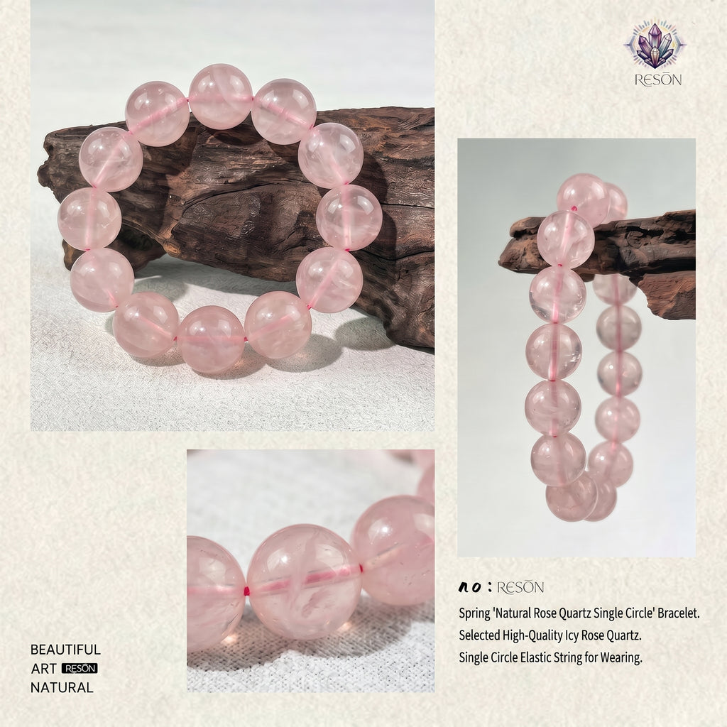 Premium Rose Quartz Beaded Bracelet | Hand-Polished Natural Gemstone Jewelry for Self-Love & Harmony