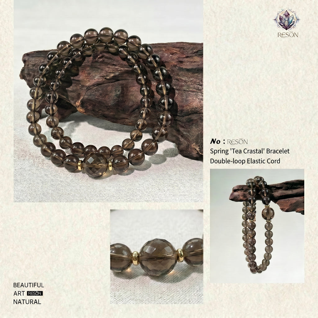 Premium Smoky Quartz Beaded Bracelet | Hand-Polished Natural Gemstone Jewelry for Mindfulness & Clarity