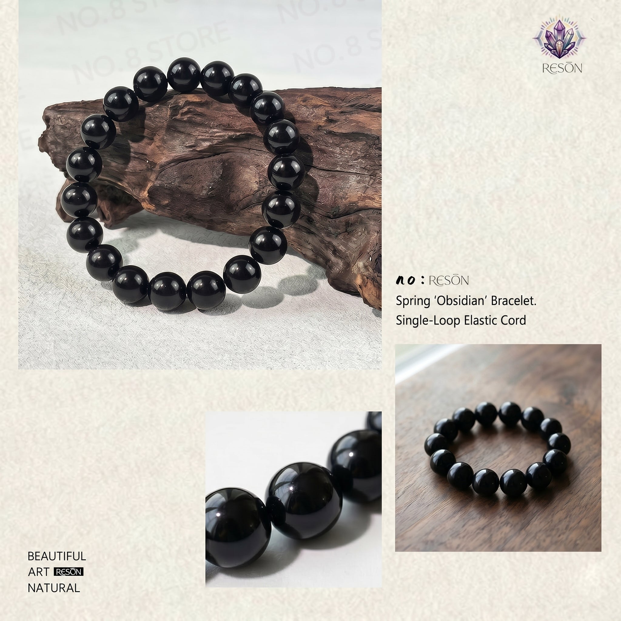 Premium Black Obsidian Beaded Bracelet | Hand-Polished Natural Gemstone Jewelry for Energy Cleansing