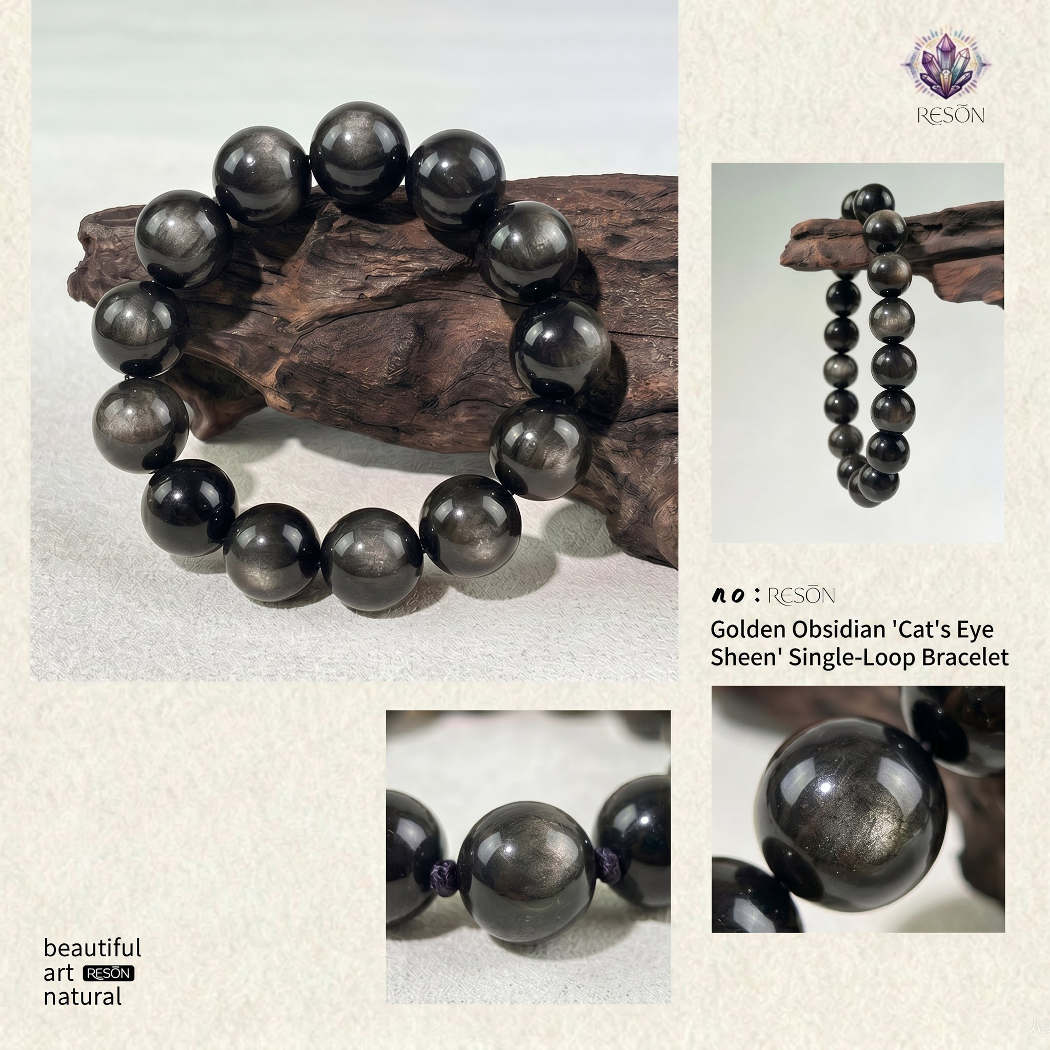 Premium Silver Sheen Obsidian Beaded Bracelet | Hand-Polished Natural Gemstone Jewelry for Focus & Balance