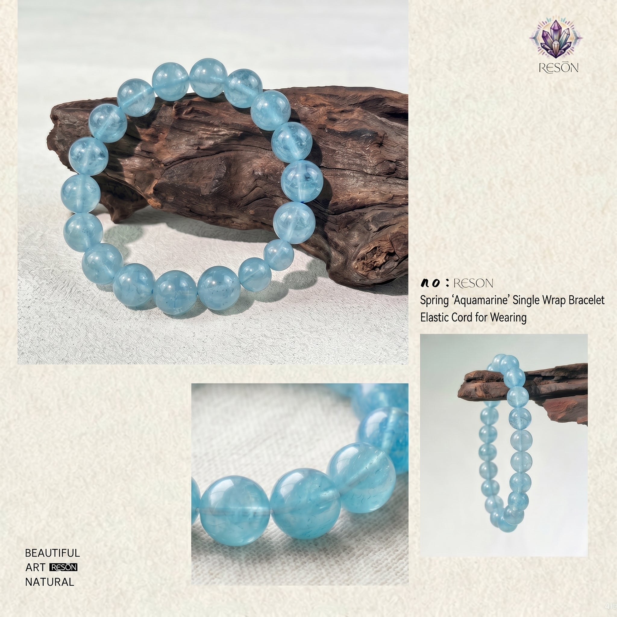 Premium Aquamarine Beaded Bracelet | Hand-Polished Natural Gemstone Jewelry for Clarity & Communication