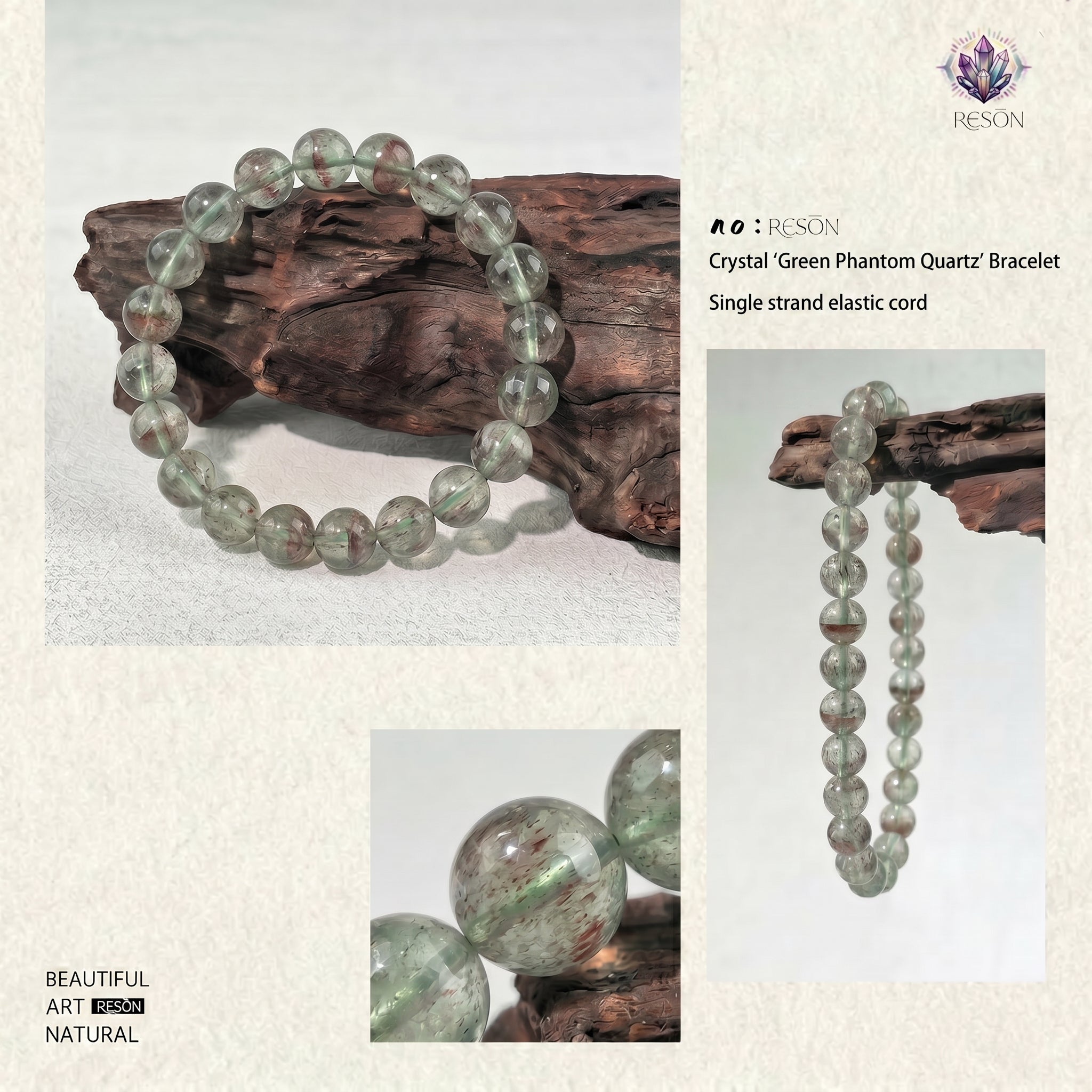 Premium Green Strawberry Quartz Beaded Bracelet | Hand-Polished Natural Crystal Jewelry for Harmony & Energy