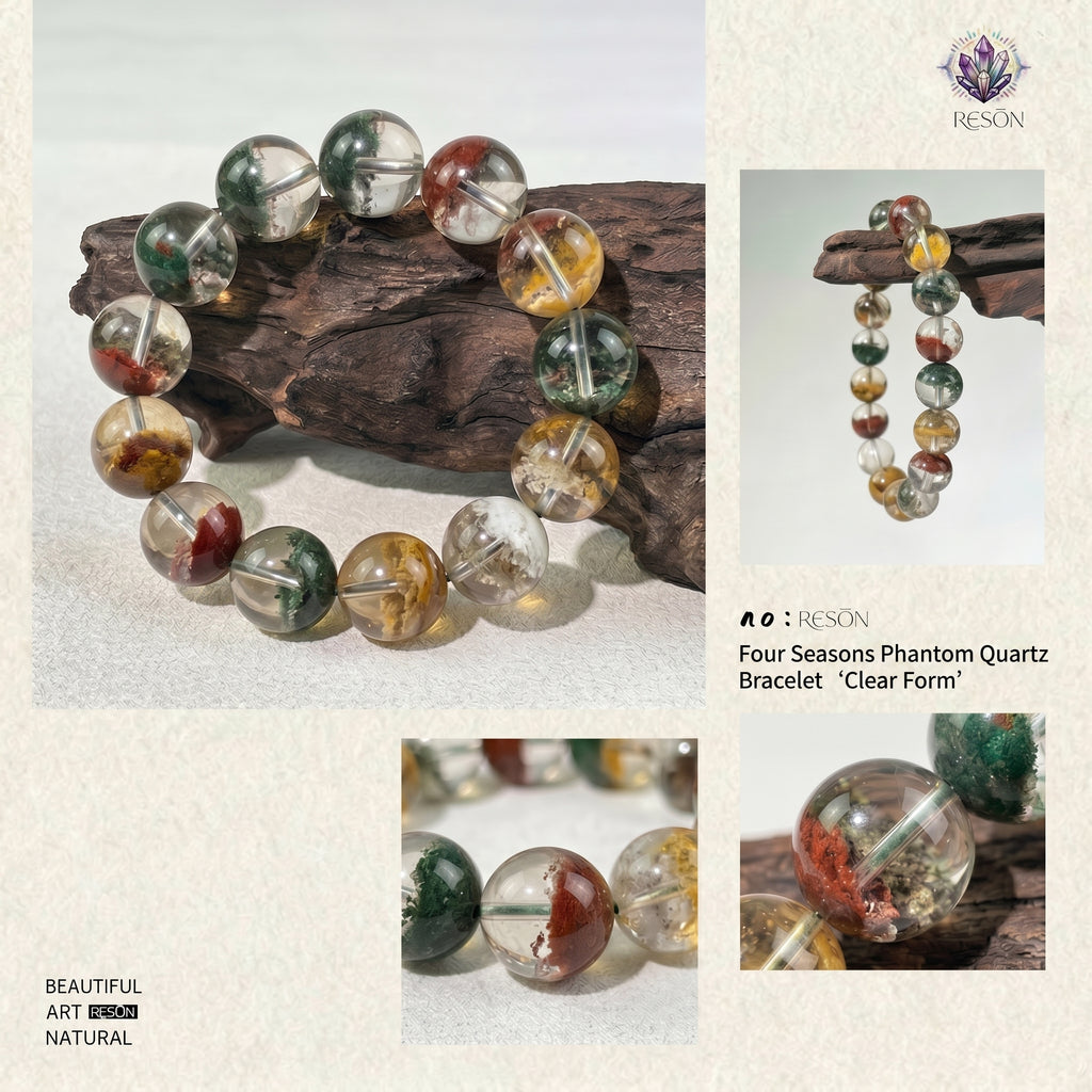 Authentic Scenic Phantom Quartz Bracelet | The "Stone of Nature" | Unique Landscape Mineral Jewelry