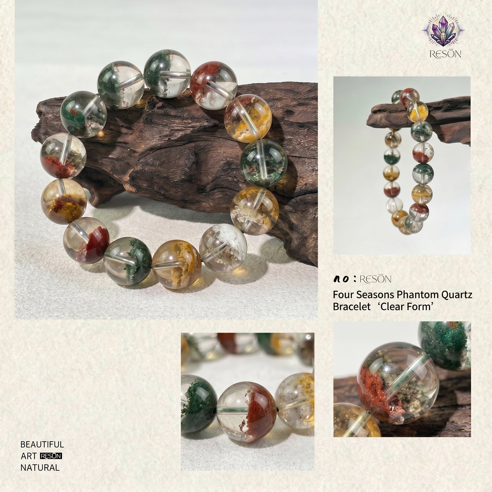 Authentic Scenic Phantom Quartz Bracelet | The "Stone of Nature" | Unique Landscape Mineral Jewelry
