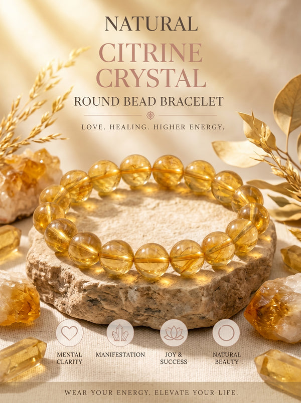 Premium Citrine Beaded Bracelet | Hand-Polished Natural Gemstone Jewelry for Abundance & Positivity