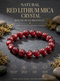 Premium Red Lepidolite Beaded Bracelet | Hand-Polished Natural Gemstone Jewelry for Love & Harmony
