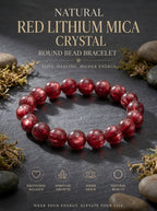 Premium Red Lepidolite Beaded Bracelet | Hand-Polished Natural Gemstone Jewelry for Love & Harmony