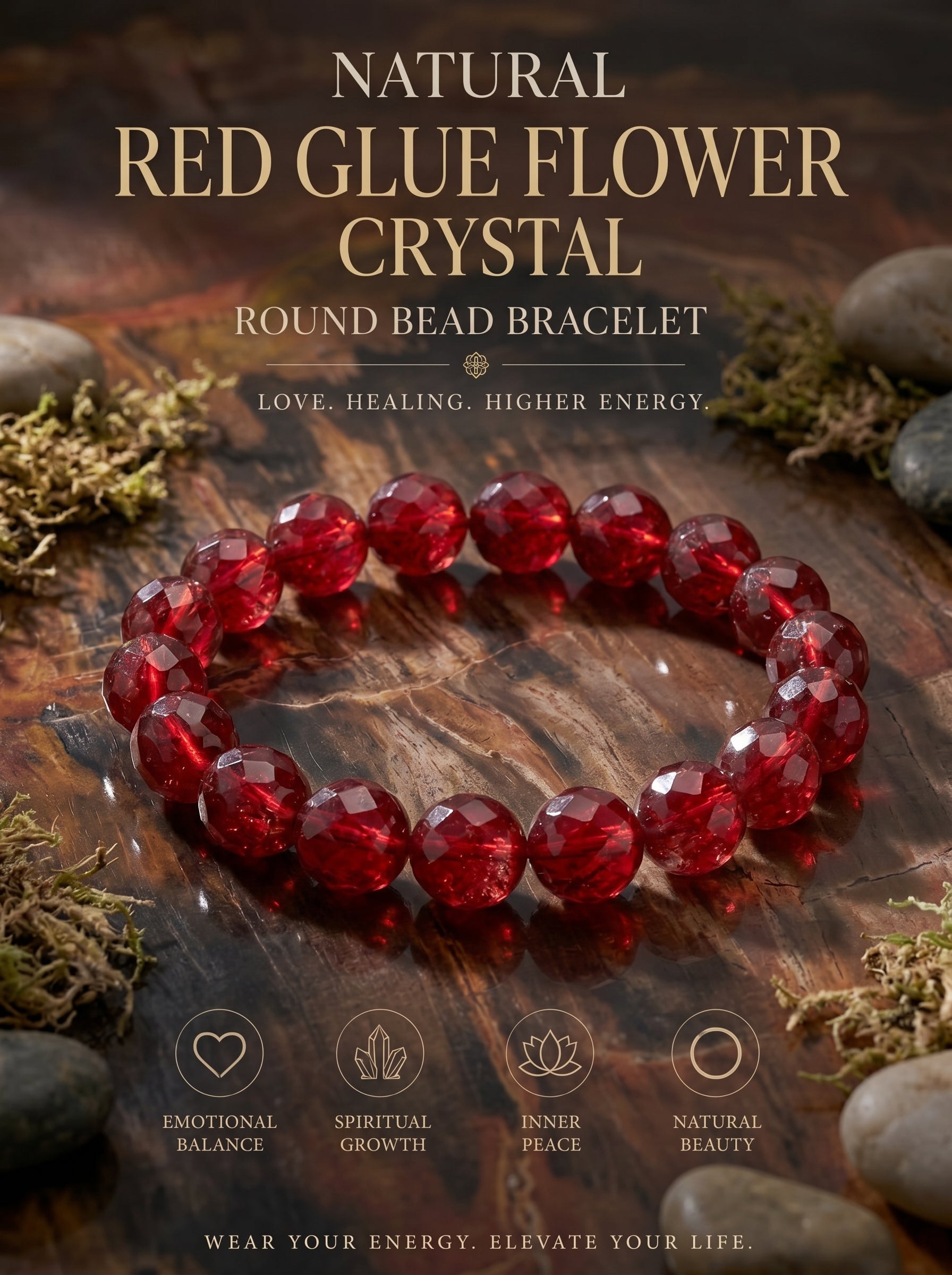 Premium Red Fire Quartz Beaded Bracelet | Hand-Polished Natural Gemstone Jewelry for Abundance & Passion
