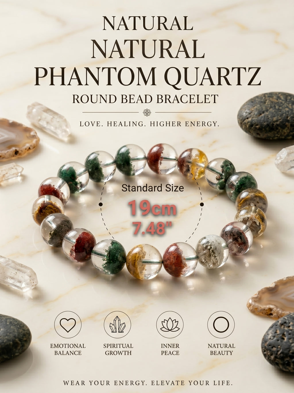 Authentic Scenic Phantom Quartz Bracelet | The "Stone of Nature" | Unique Landscape Mineral Jewelry