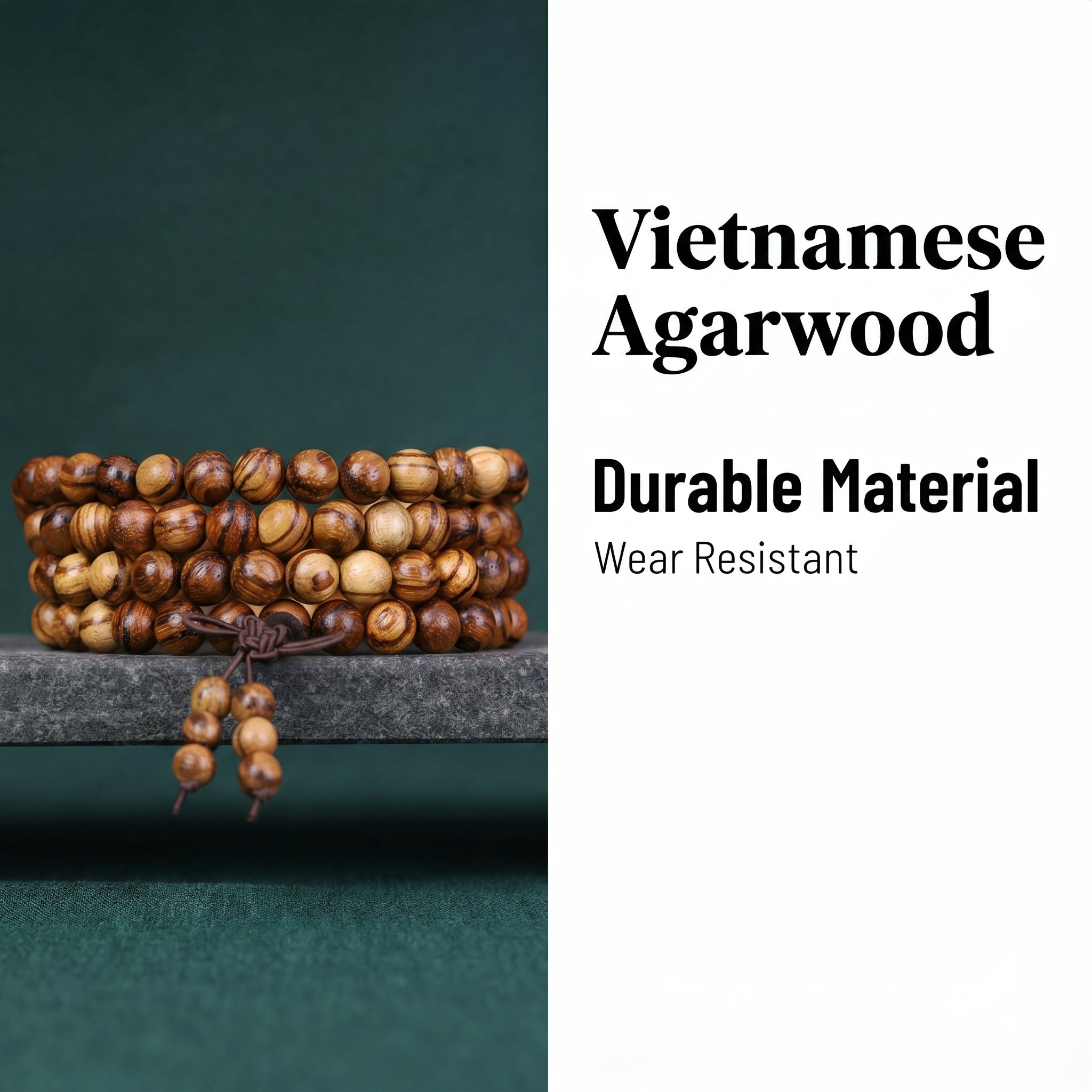 Natural Vietnamese Agarwood Hand-Carved Chinese Prayer Beads (Elite Meditation Edition)