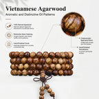 Natural Vietnamese Agarwood Hand-Carved Chinese Prayer Beads (Elite Meditation Edition)