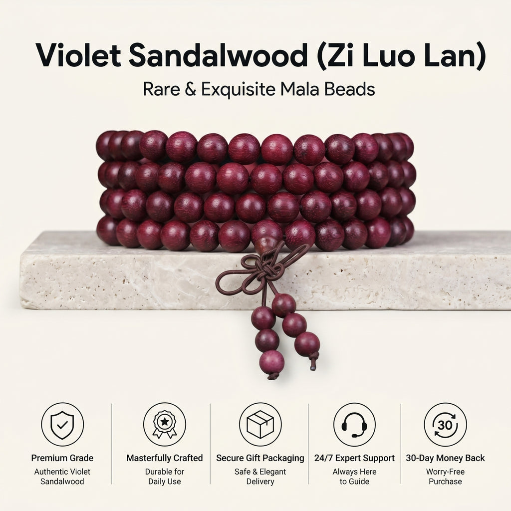 Natural Violet Quartz Eastern Zen Prayer Beads Bracelet (Artisanal Edition)