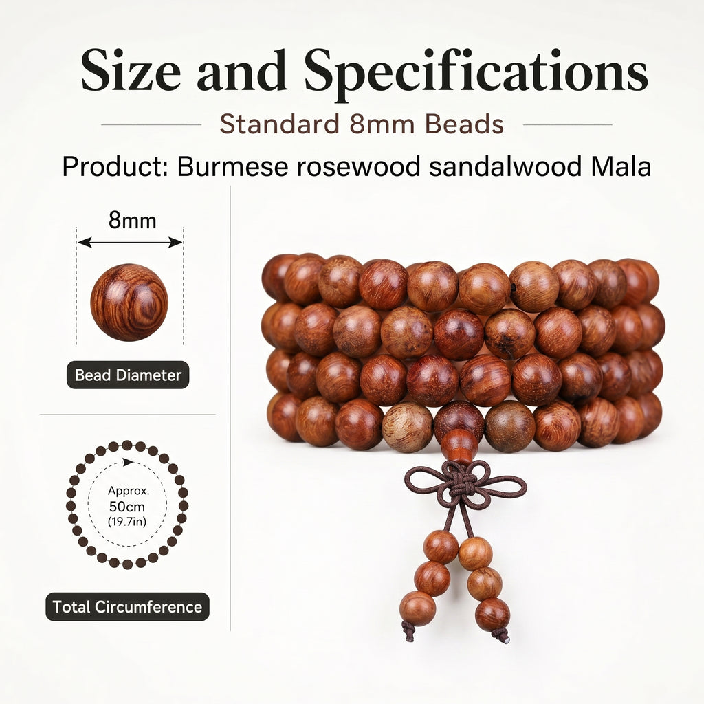 Natural Burmese Rosewood Traditional Chinese Prayer Beads (Scented Artisan Edition)