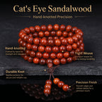 Natural Purple Sandalwood Traditional Chinese Prayer Beads (Rare Chatoyant Cat's Eye Edition)