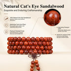 Natural Purple Sandalwood Traditional Chinese Prayer Beads (Rare Chatoyant Cat's Eye Edition)