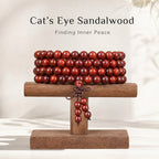 Natural Purple Sandalwood Traditional Chinese Prayer Beads (Rare Chatoyant Cat's Eye Edition)