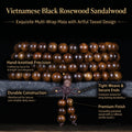Natural Vietnamese Black Rosewood Traditional Chinese Prayer Beads (Artisanal Meditation Edition)