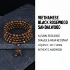 Natural Vietnamese Black Rosewood Traditional Chinese Prayer Beads (Artisanal Meditation Edition)