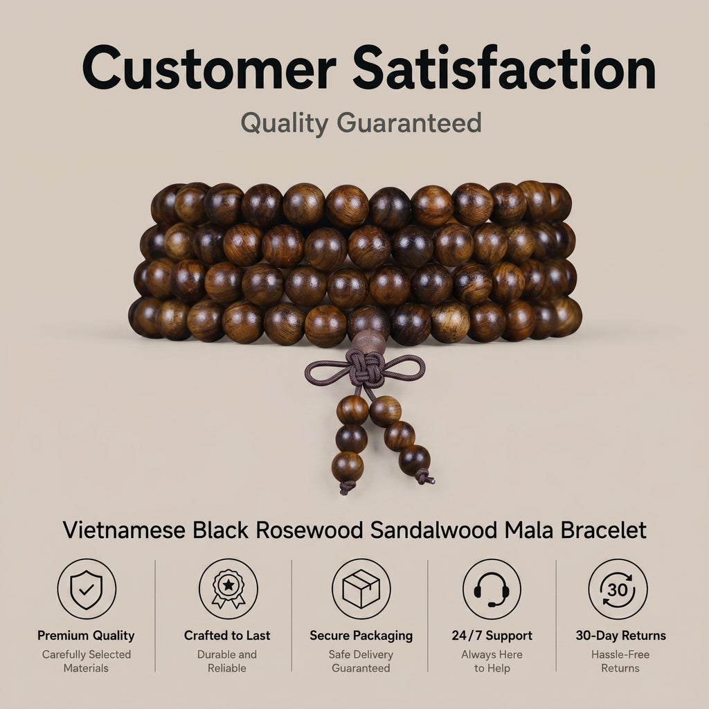 Natural Vietnamese Black Rosewood Traditional Chinese Prayer Beads (Artisanal Meditation Edition)