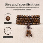 Natural Vietnamese Black Rosewood Traditional Chinese Prayer Beads (Artisanal Meditation Edition)